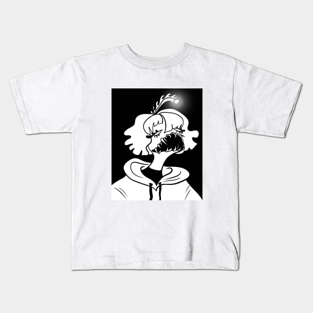 Sea Creature Girl (black and white) Kids T-Shirt by Mqed